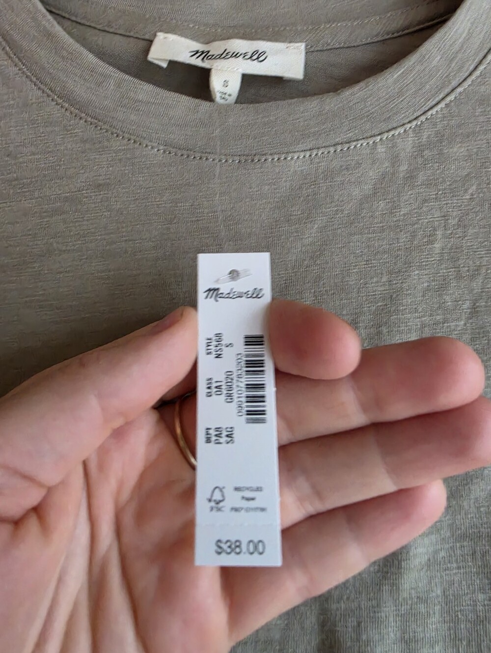 NWT Madewell Tan / Beige Short Sleeve Crop Top Tee - Picture 2 of 7